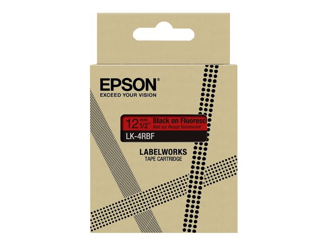 Цветна лента EPSON флуоресцентна червена/черна 12 мм 5 м LK-4RBF