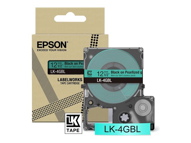 Цветна лента EPSON перлено зелено/черно 12 мм 9 м LK-4GBL