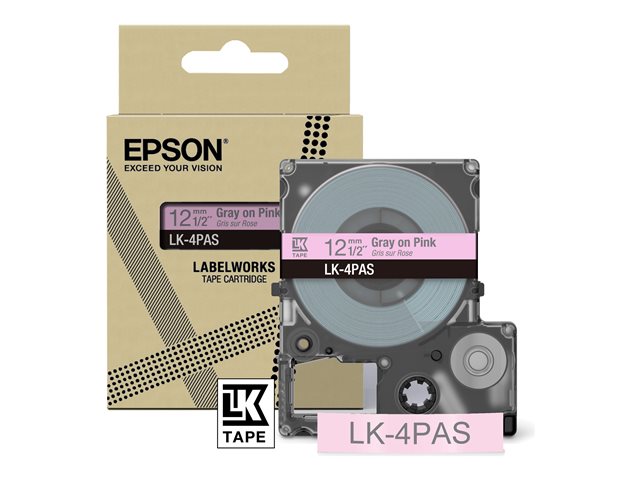 EPSON Цветна лента Розово/Сиво 12mm 8m LK-4PAS