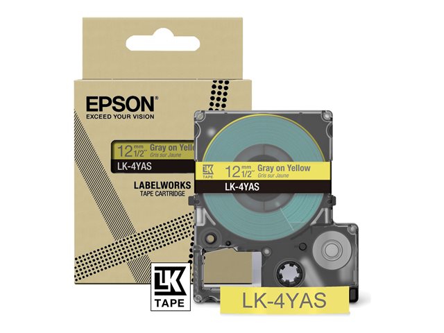 EPSON Цветна лента Жълта/Сива 12mm 8m LK-4YAS