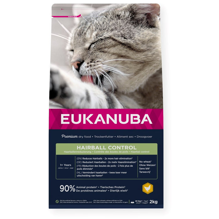 EUKANUBA Hairball Control Chicken - суха храна за котки - 2 кг