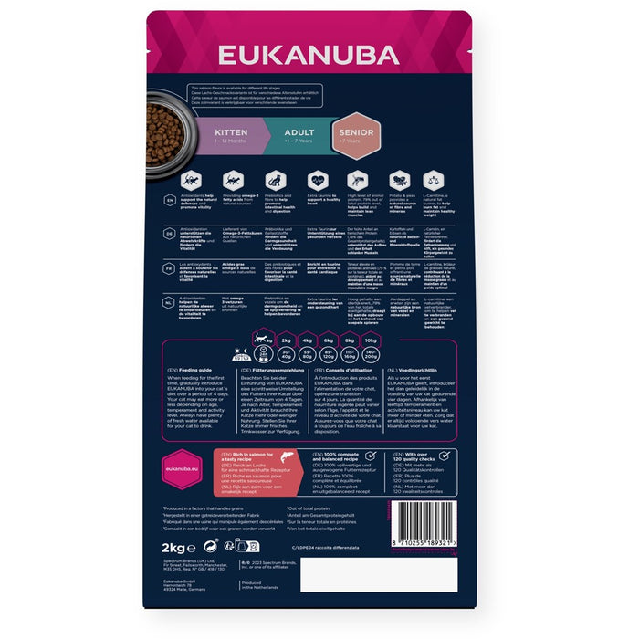 EUKANUBA Grain Free Senior Salmon - суха храна за котки - 2 кг