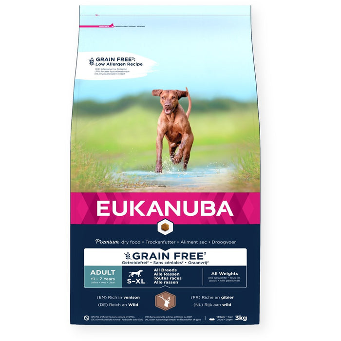 EUKANUBA Grain Free Adult All Breeds Venison - суха храна за кучета - 3 кг