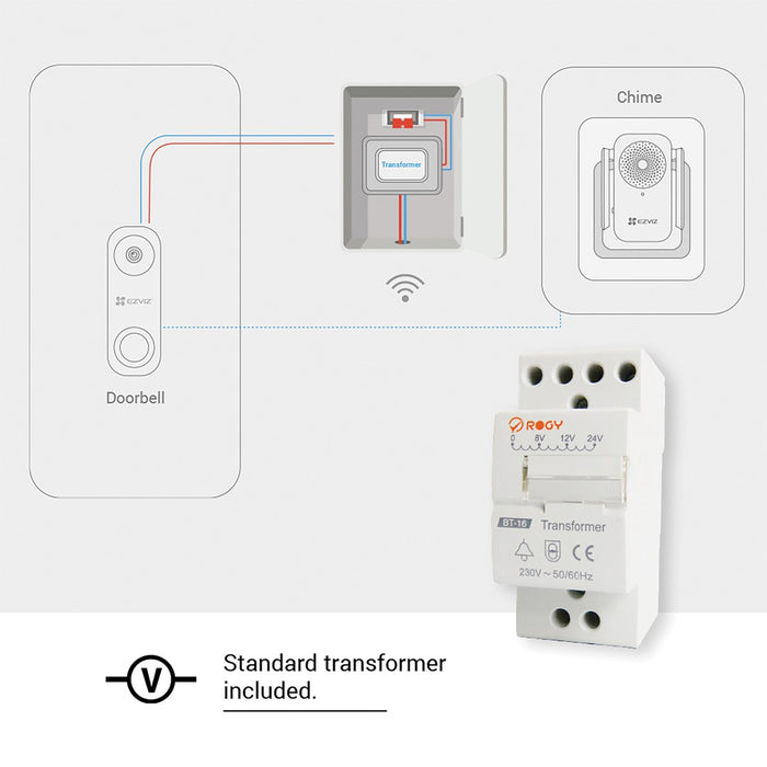 EZVIZ DB1C Интелигентен видеозвънец с комплект за звънец и трансформатор