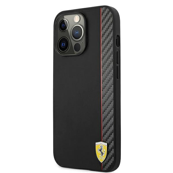 Твърд калъф Ferrari FESAXHCP13LBK On Track Carbon Stripe за iPhone 13 Pro 6,1", черен
