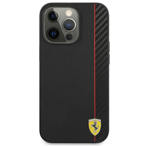 Твърд калъф Ferrari FESAXHCP13LBK On Track Carbon Stripe за iPhone 13 Pro 6,1", черен