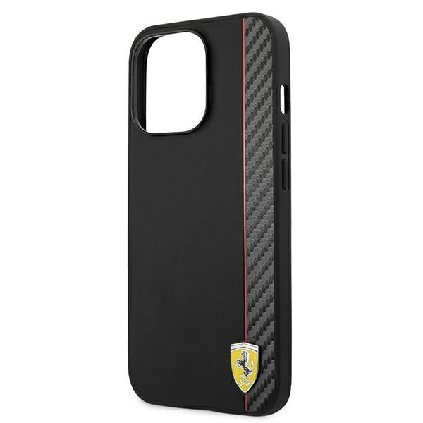 Твърд калъф Ferrari FESAXHCP13LBK On Track Carbon Stripe за iPhone 13 Pro 6,1", черен