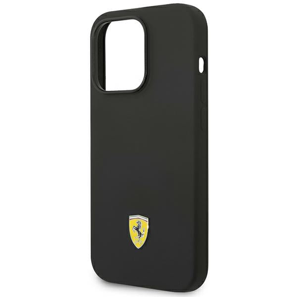 Силиконов твърд калъф Ferrari FESSIHMP14LBK Metal Logo MagSafe за iPhone 14 Pro 6,1", черен
