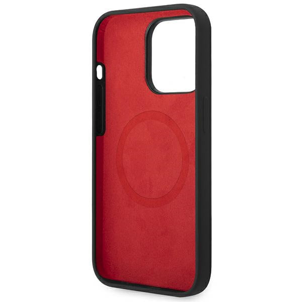 Силиконов твърд калъф Ferrari FESSIHMP14LBK Metal Logo MagSafe за iPhone 14 Pro 6,1", черен