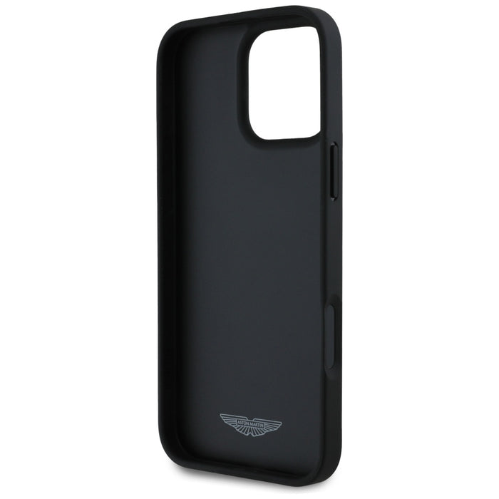 Кожен калъф Aston Martin HC Leather Victory Design за iPhone 16 Pro, черен