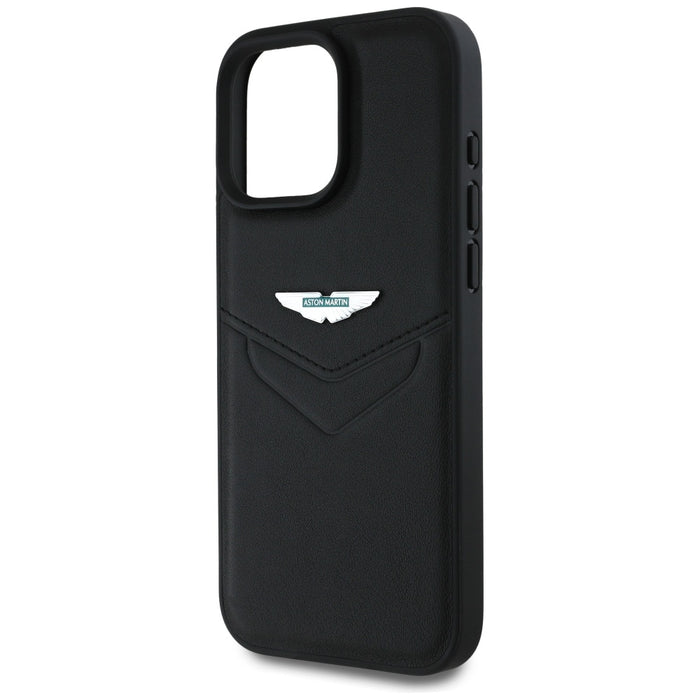 Кожен калъф Aston Martin HC Leather Victory Design за iPhone 16 Pro Max, черен