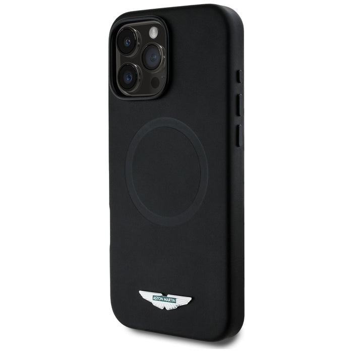 Калъф Aston Martin HC FW Logo MagSafe за iPhone 16 Pro Max, черен