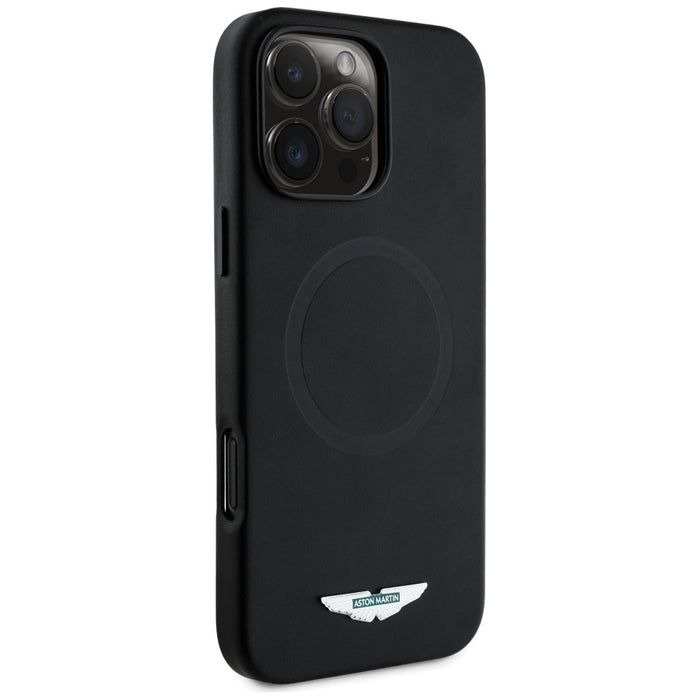 Калъф Aston Martin HC FW Logo MagSafe за iPhone 16 Pro Max, черен