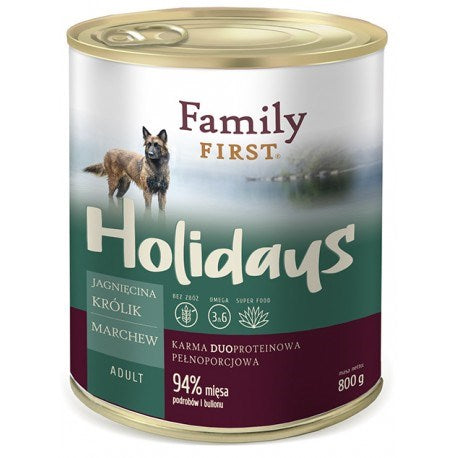 FAMILY FIRST Holidays Adult Агне, Заек, Морков - Мокра храна за кучета - 800g