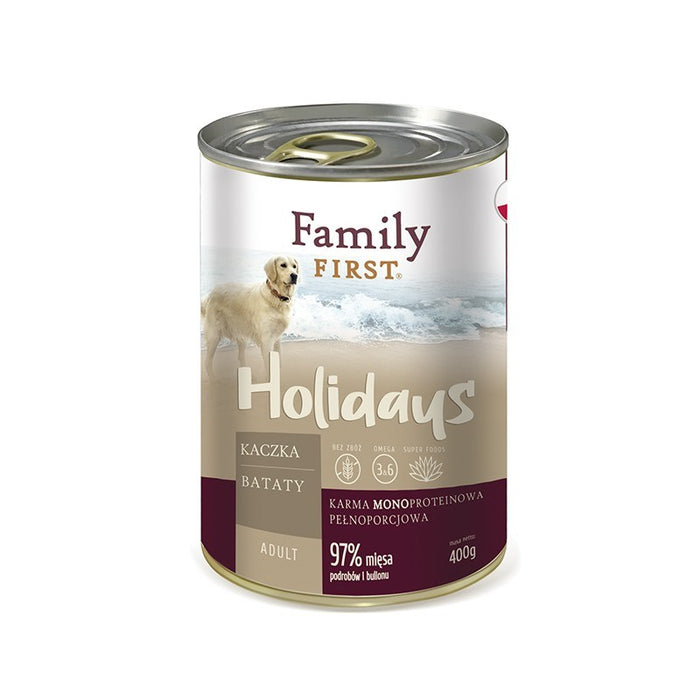FAMILY FIRST Holidays Adult Duck със сладки картофи - Мокра храна за кучета - 400 g