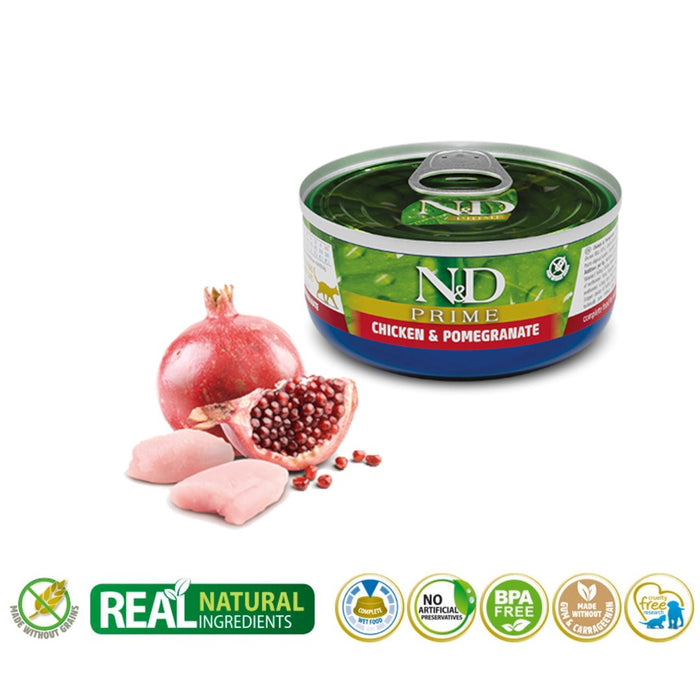 FARMINA N&D Prime Chicken & Pomegranate Adult – мокра храна за възрастни котки – 70 g