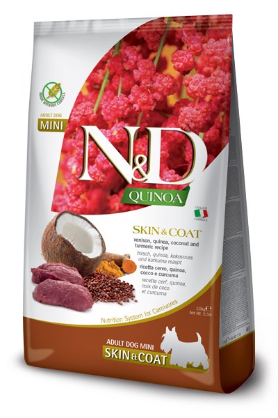 FARMINA N&D Quinoa Dog Skin&Coat Venison, Coconut Adult Mini - суха храна за кучета - 800 g