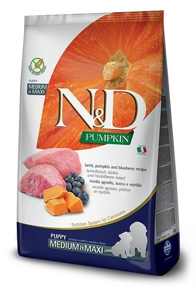 FARMINA N&D GF PUMPKIN DOG LAMB&BLUEBERRY PUPPY MEDIUM/MAXI 12кг