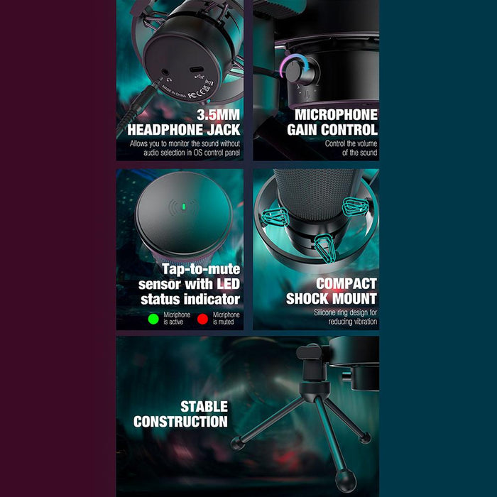 Настолен микрофон FIFINE A8V RGB - Black