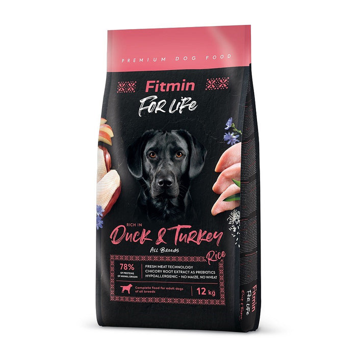 FITMIN Dog For Life Duck & Turkey - суха храна за кучета - 12 кг