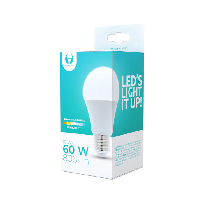 LED КРУШКА E27 10W 3000K 806 LM, A60 FOREVER LIGHT