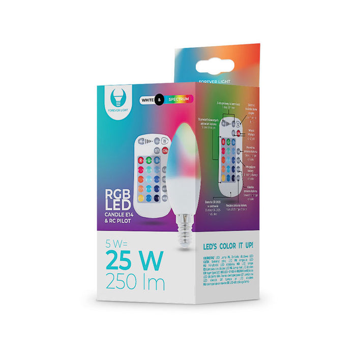 LED КРУШКА E14 5W 3000K RGB С ДИСТАНЦИОННО FOREVER LIGHT
