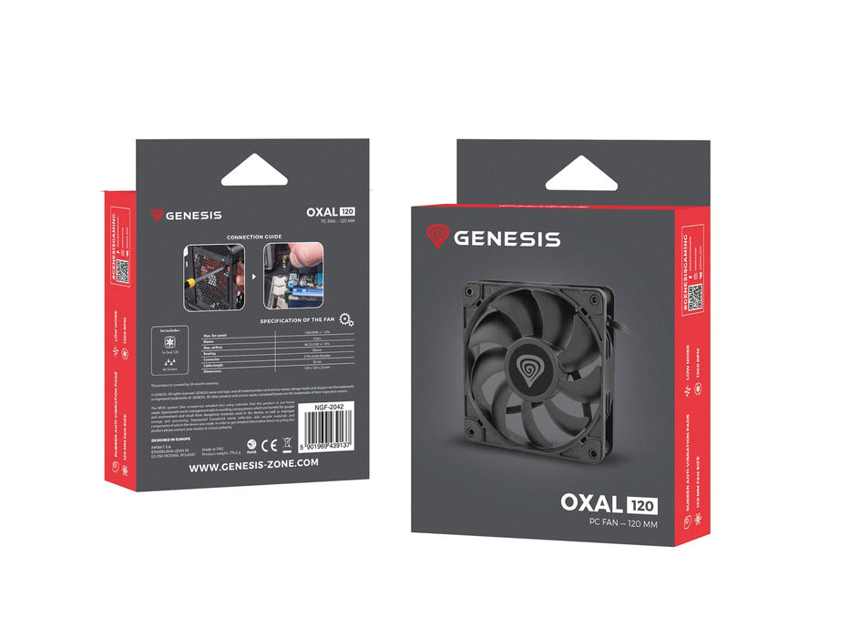 GENESIS Oxal 120 Компютърна кутия Вентилатор 12 см Черен 1 бр.