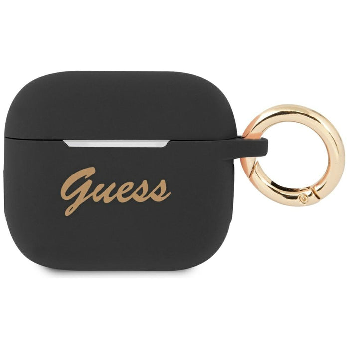 Силиконов калъф Guess GUA3SSSK Vintage Script за AirPods 3, черен
