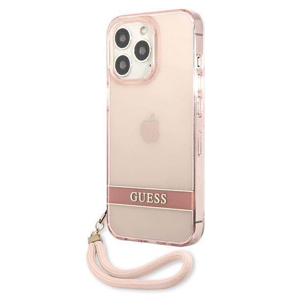 Твърд калъф Guess GUHCP13XHTSGSP Translucent Stap за iPhone 13 Pro 6,7", розов