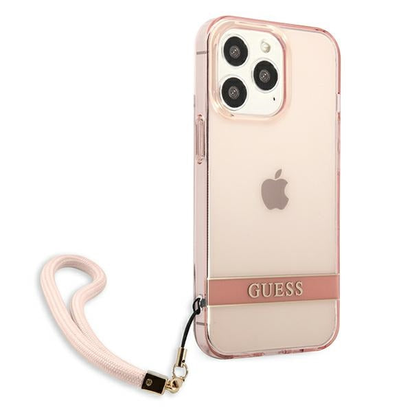 Твърд калъф Guess GUHCP13XHTSGSP Translucent Stap за iPhone 13 Pro 6,7", розов