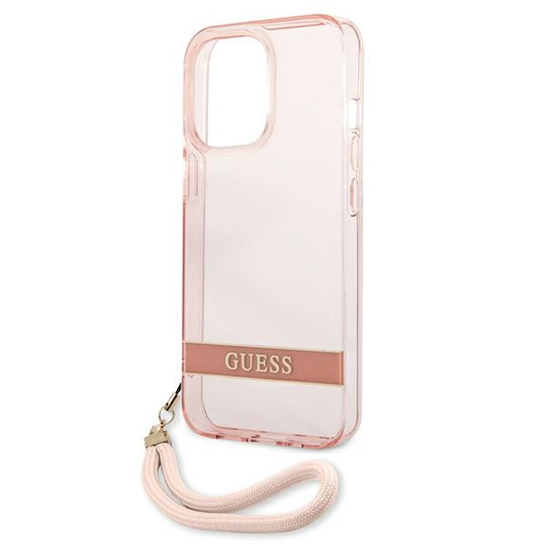 Твърд калъф Guess GUHCP13XHTSGSP Translucent Stap за iPhone 13 Pro 6,7", розов