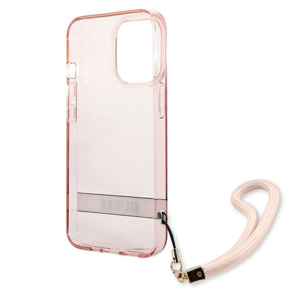 Твърд калъф Guess GUHCP13XHTSGSP Translucent Stap за iPhone 13 Pro 6,7", розов