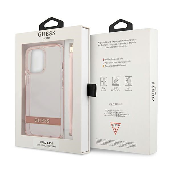 Твърд калъф Guess GUHCP13XHTSGSP Translucent Stap за iPhone 13 Pro 6,7", розов