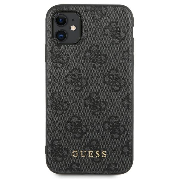 Твърд калъф Guess GUHCN61G4GFGR Metal Gold Logo за iPhone 11 / XR 6,1", сив