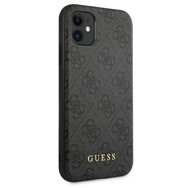 Твърд калъф Guess GUHCN61G4GFGR Metal Gold Logo за iPhone 11 / XR 6,1", сив