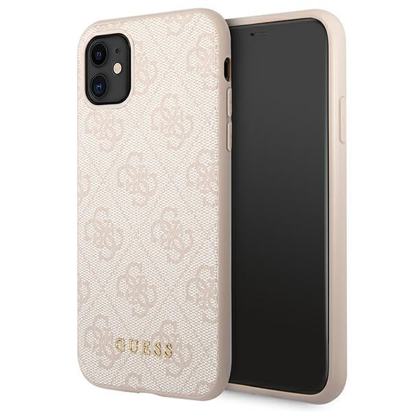 Твърд калъф Guess GUHCN61G4GFPI Metal Gold Logo за iPhone 11 / XR 6,1", розов
