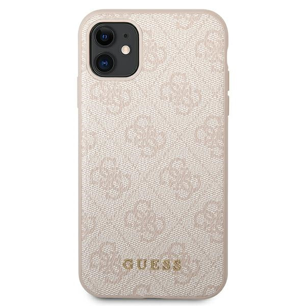 Твърд калъф Guess GUHCN61G4GFPI Metal Gold Logo за iPhone 11 / XR 6,1", розов