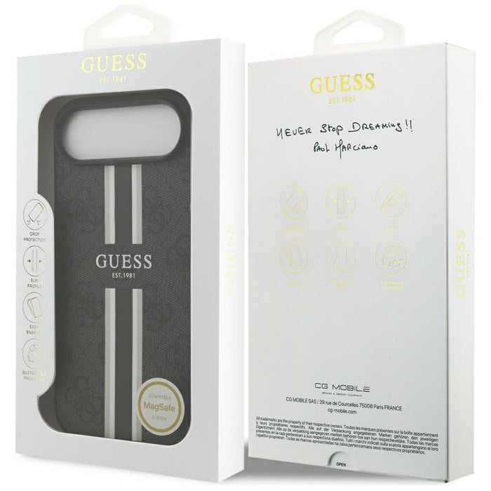 Калъф Guess 4G Printed Stripes MagSafe за iPhone Air, черен