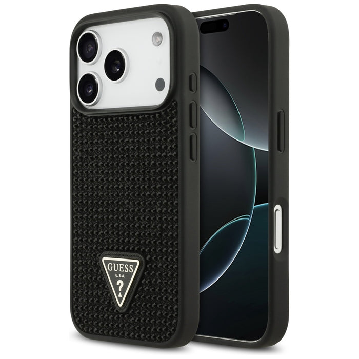 Калъф Guess Rhinestone Triangle Logo за iPhone 17 Pro, черен