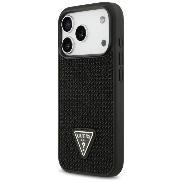 Калъф Guess Rhinestone Triangle Logo за iPhone 17 Pro, черен