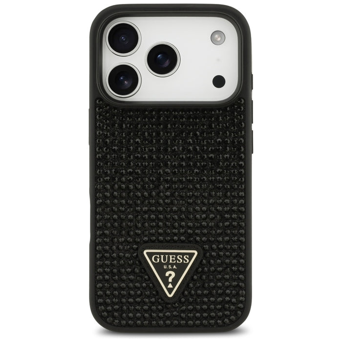 Калъф Guess Rhinestone Triangle Logo за iPhone 17 Pro, черен