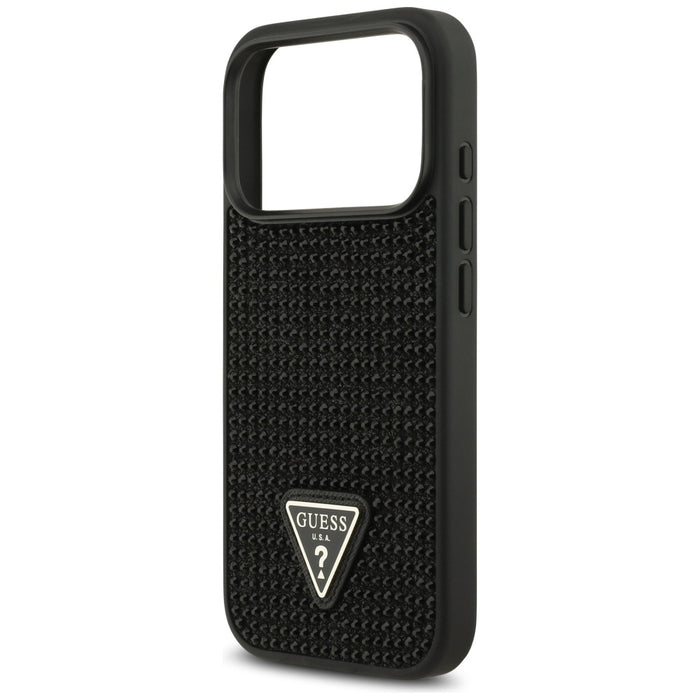 Калъф Guess Rhinestone Triangle Logo за iPhone 17 Pro, черен