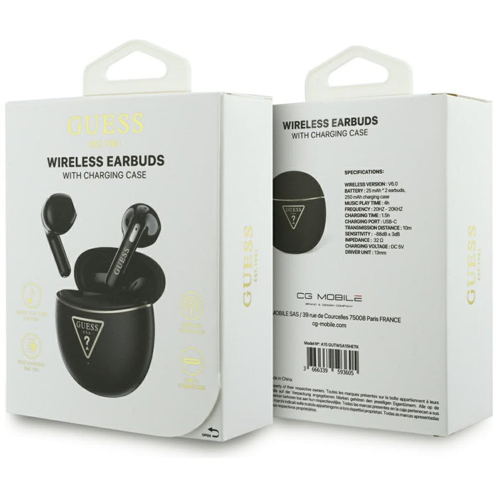Слушалки TWS Guess Gold Line Triangle, черни