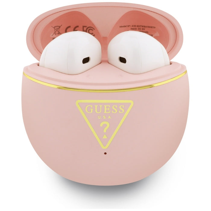Слушалки TWS Guess Gold Line Triangle, розови