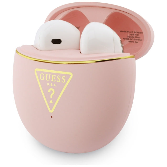 Слушалки TWS Guess Gold Line Triangle, розови