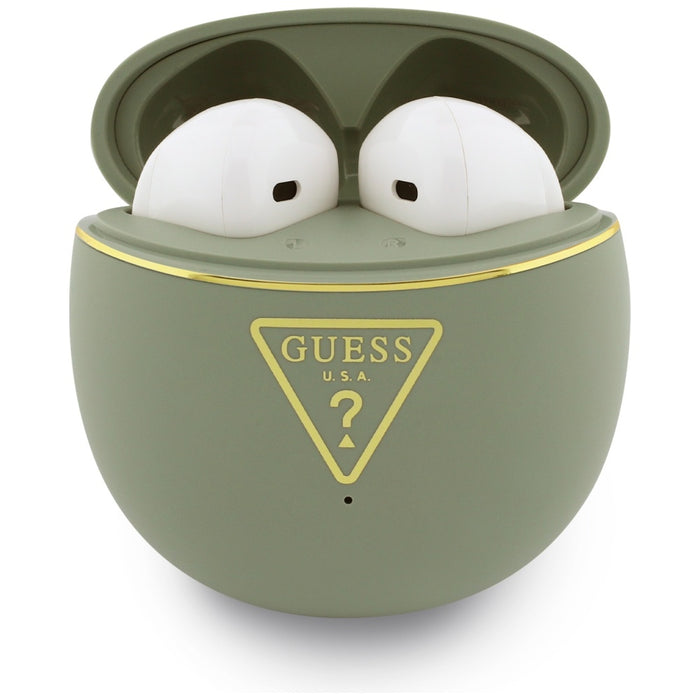 Слушалки Guess Gold Line Triangle, цвят хаки