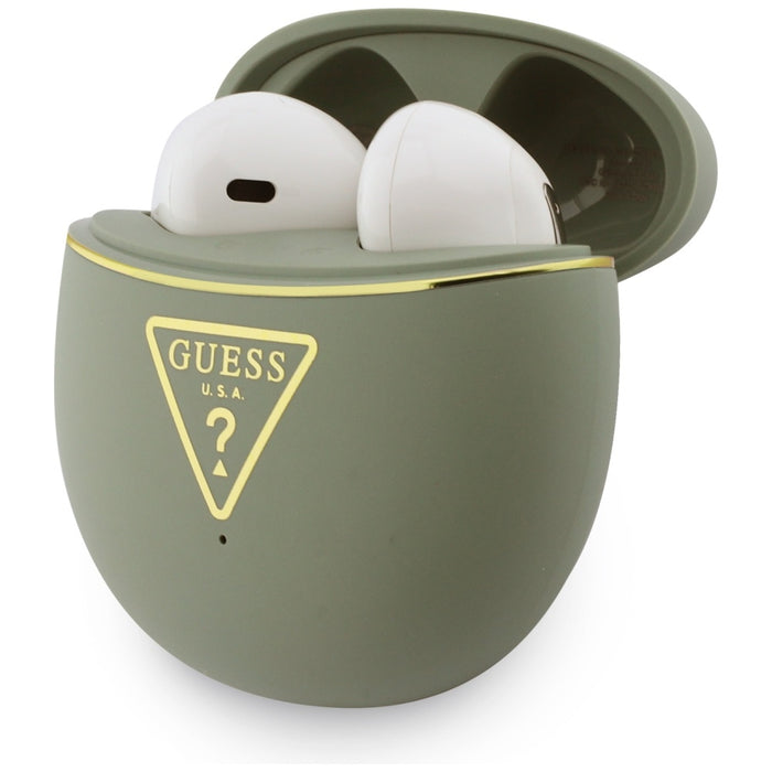 Слушалки Guess Gold Line Triangle, цвят хаки