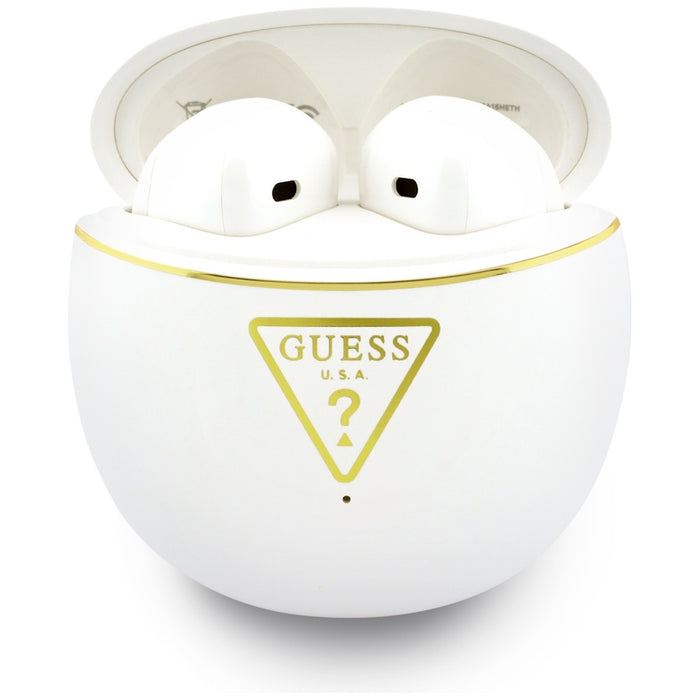 Слушалки TWS Guess Gold Line Triangle, бели