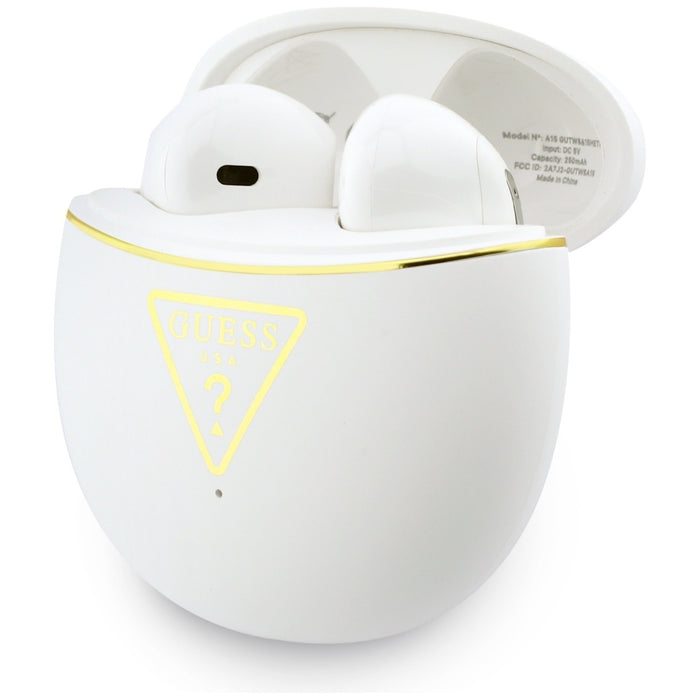 Слушалки TWS Guess Gold Line Triangle, бели