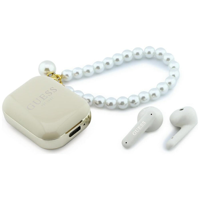Слушалки TWS Guess Pearl Strap, бежов